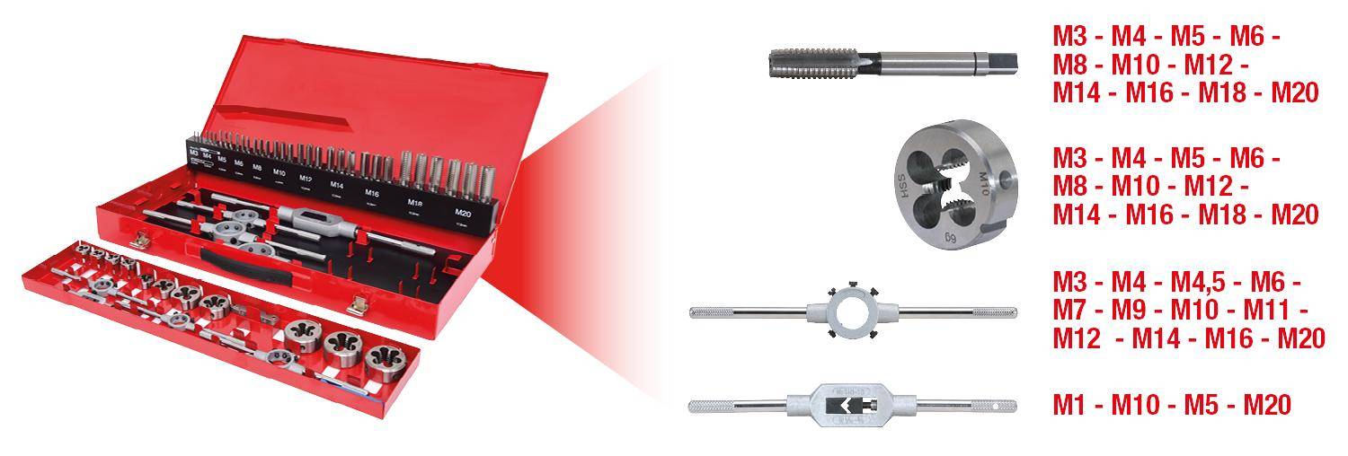 KS TOOLS HSS Gewindeschneidwerkzeug-Satz, 54-tlg