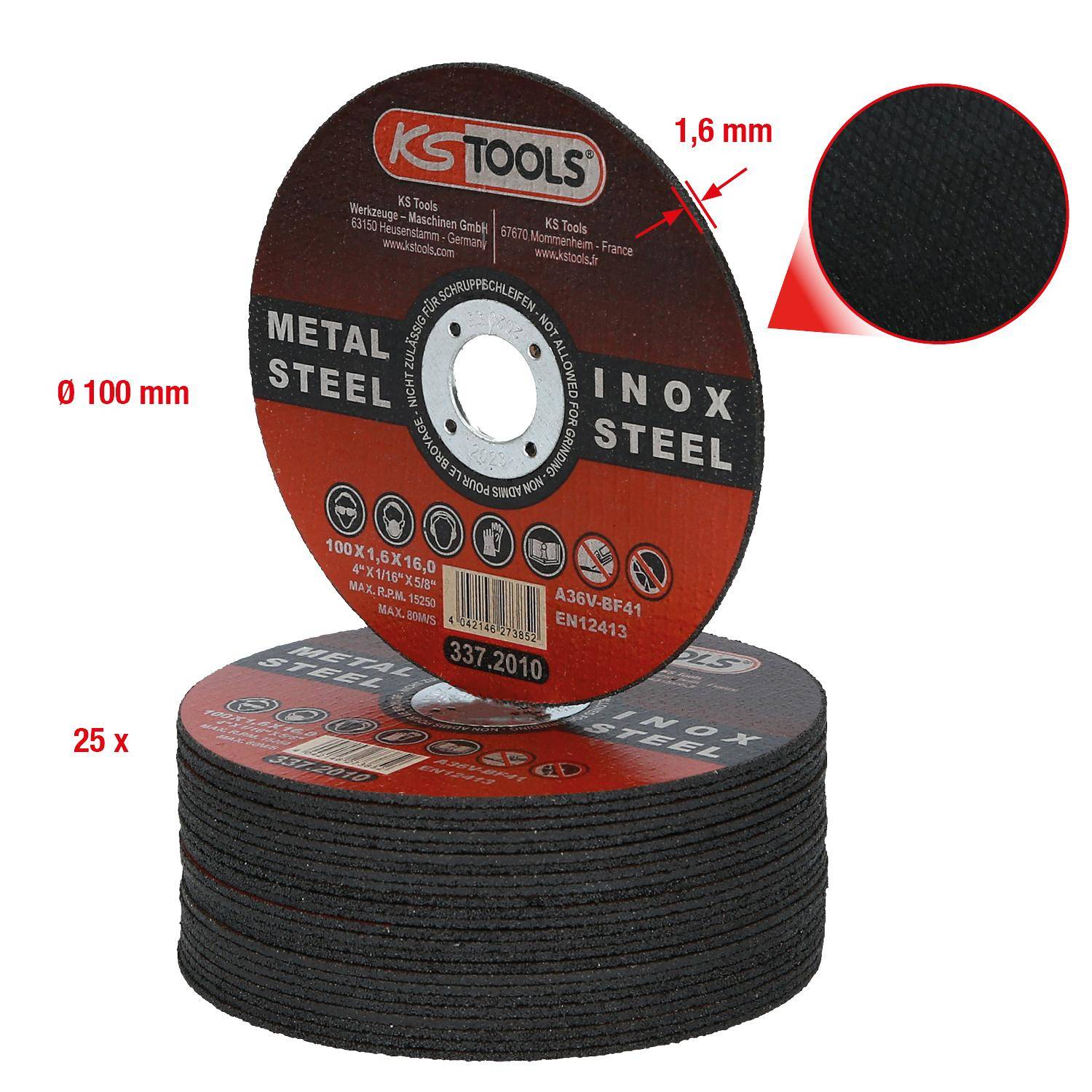 KS TOOLS Hochleistungs-Dnntrennscheibe, 100mm, 1,6mm, 25 Stck