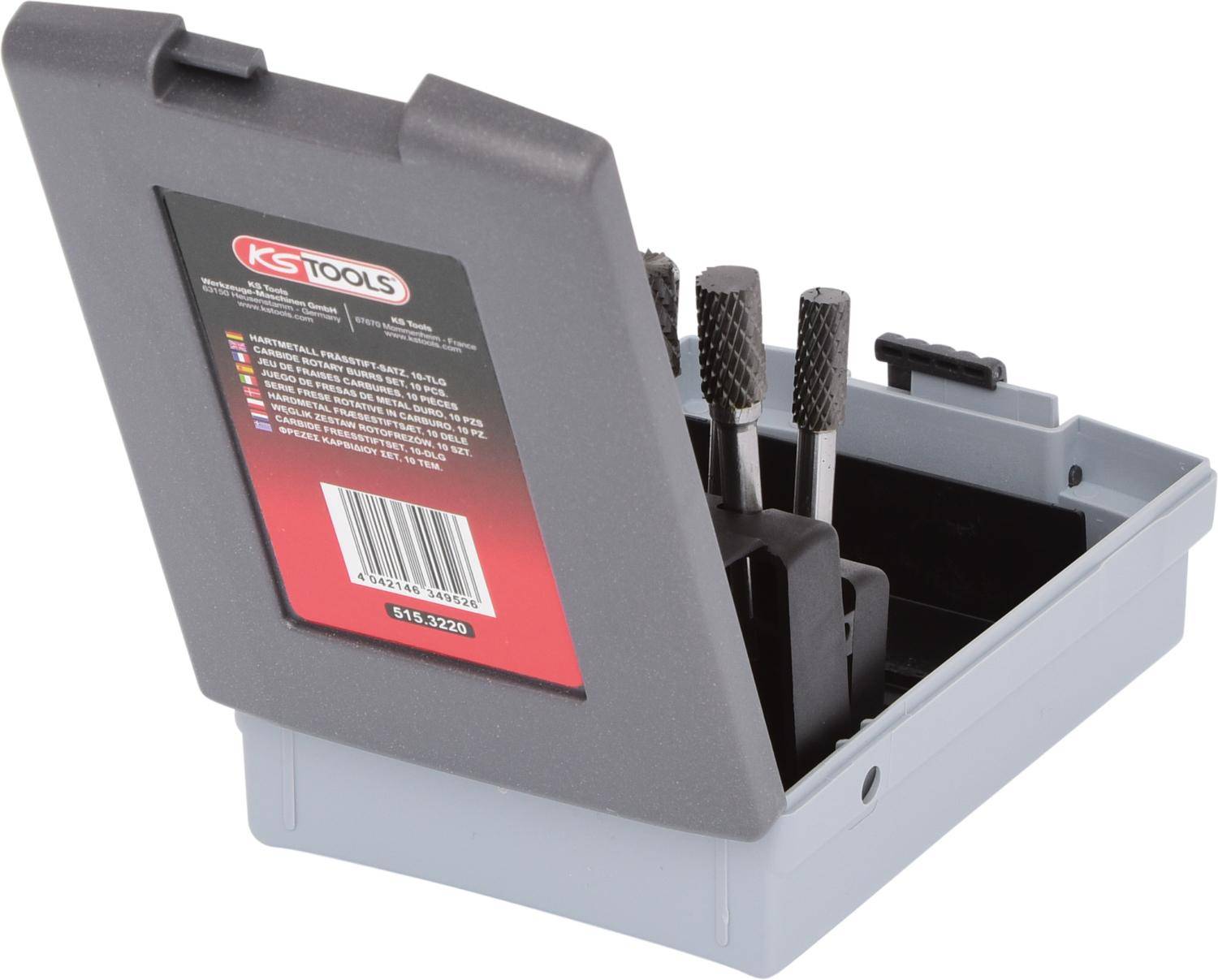 KS TOOLS HM Frsstift-Satz, Kunststoffkassette, 10-tlg