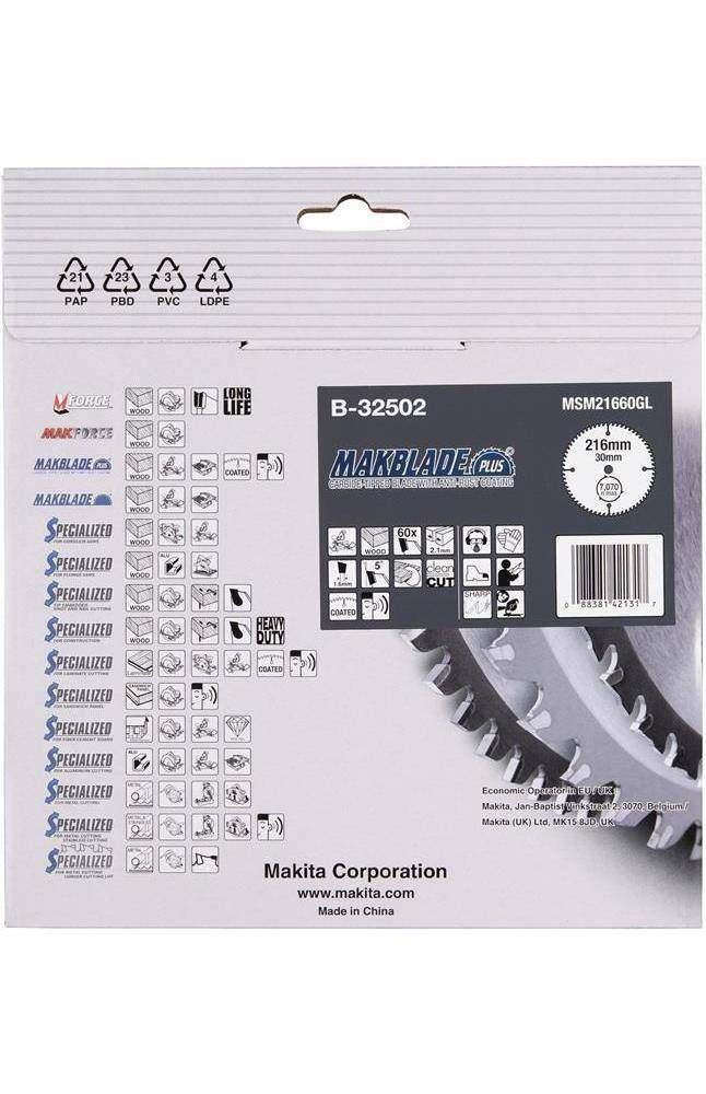 makita Kreissgeblatt B-32502 MAKBLADE+ D.216mm Bohrung 30mm 60 Zhne