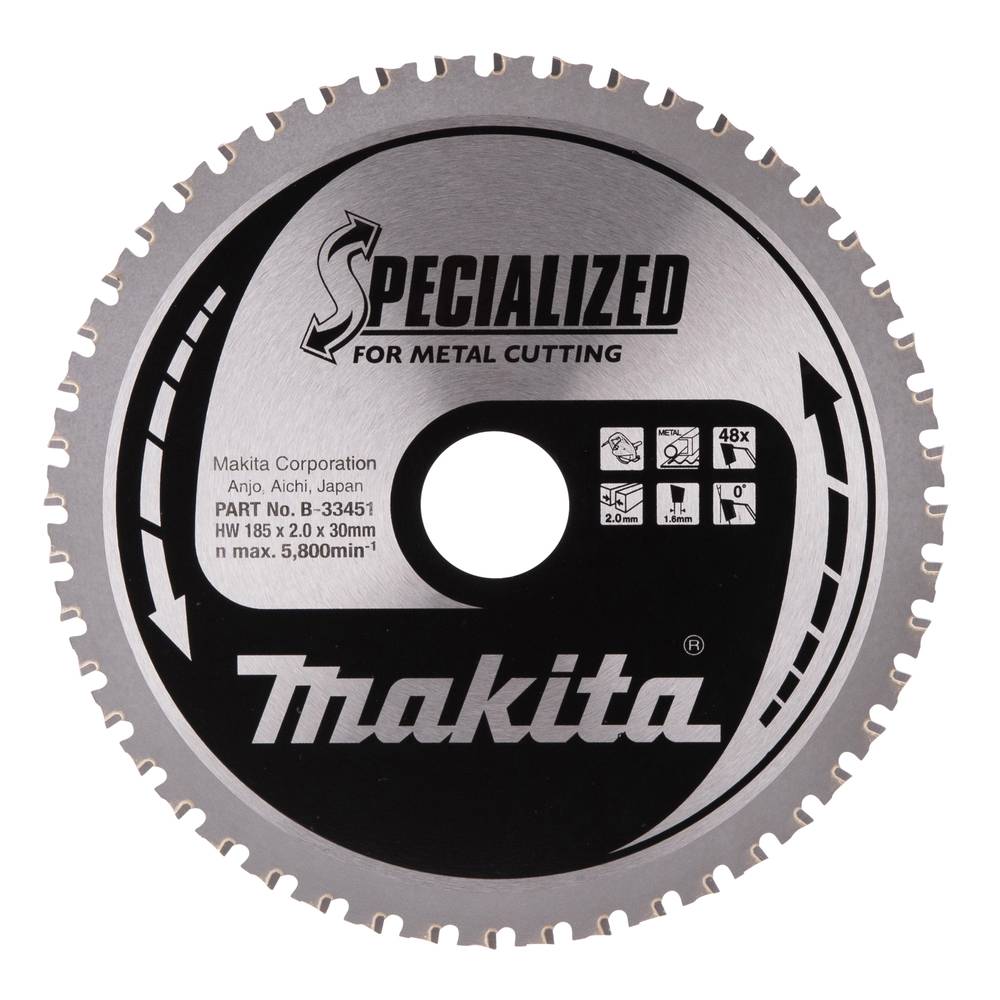 Kreisförmiges Makita-Metallschneid-Sägeblatt mit der Aufschrift 