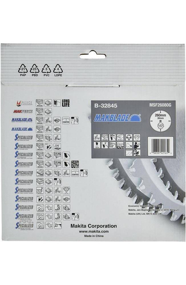 makita Kreissgeblatt B-32845 MAKBLADE D.260mm Bohrung 30mm 80 Zhne