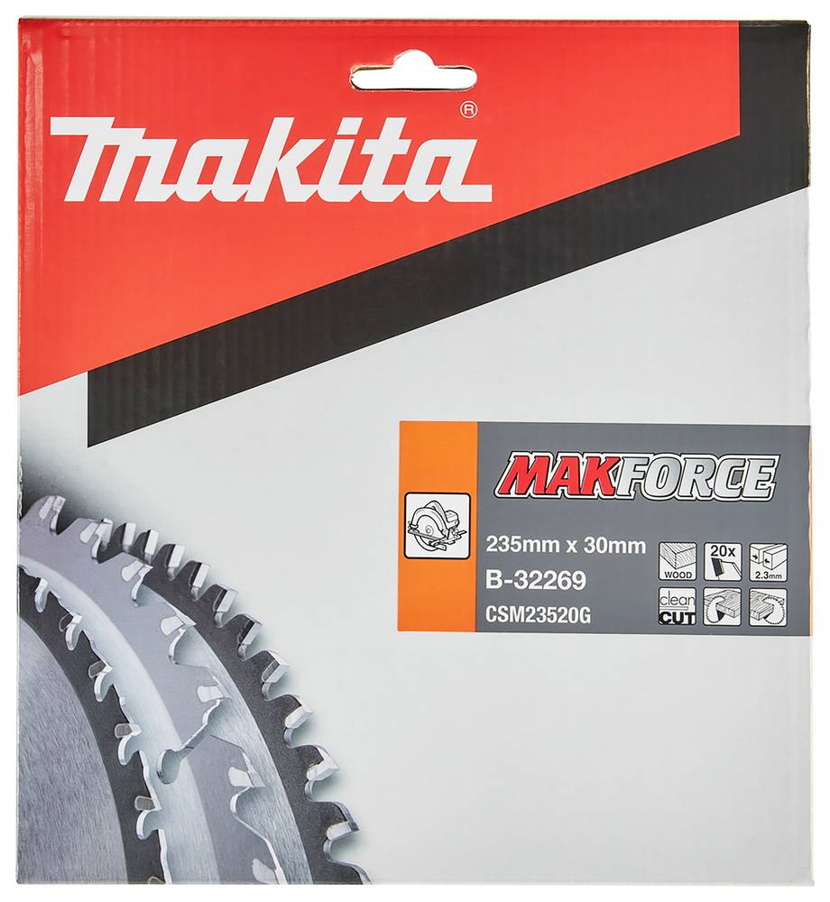 Makita MakForce Kreissägeblatt-Set, beschriftet mit „235mm x 30mm