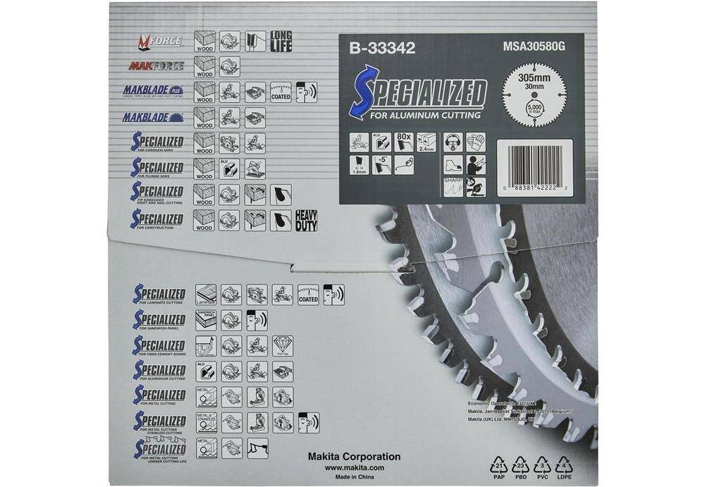 makita Kreissgeblatt B-33342 SPECIALIZED D.305mm Bohrung 30mm 80 Zhne