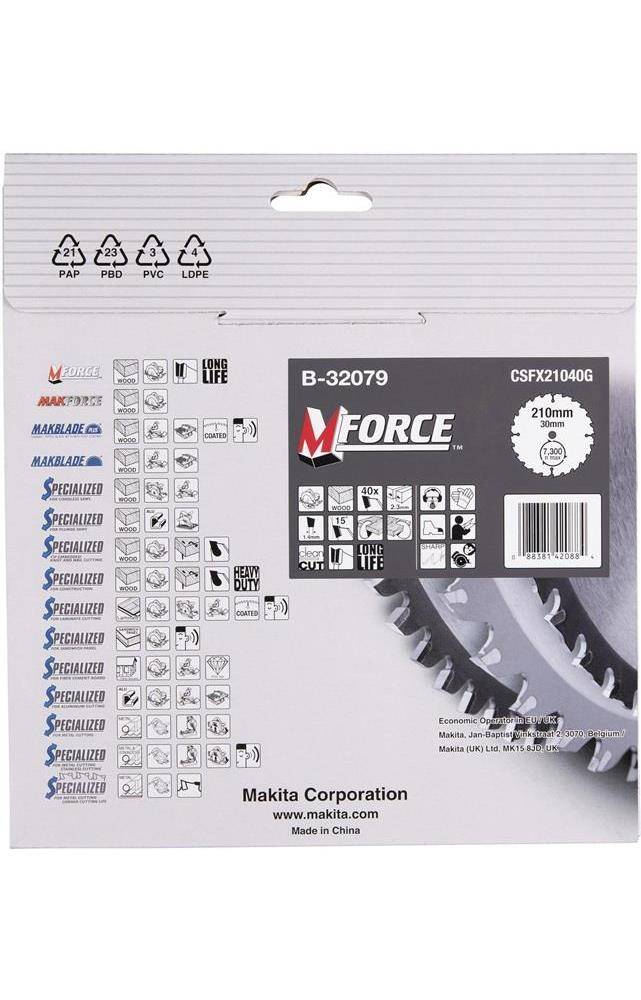 makita Kreissgeblatt M-FORCE B-32079 D.210mm Bohrung 30mm 40 Zhne