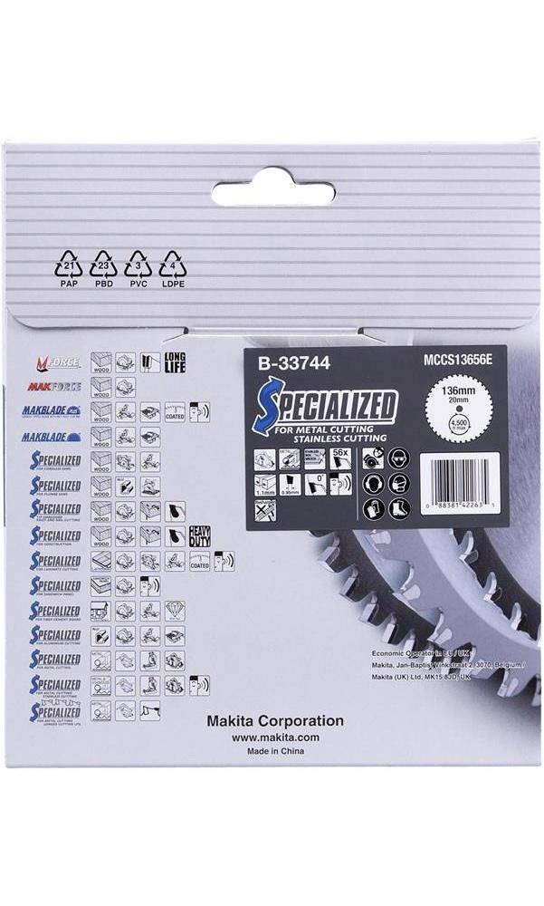 makita Kreissgeblatt B-33744 SPECIALIZED D.136mm Bohrung 20mm 56 Zhne