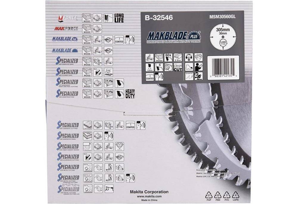 makita Kreissgeblatt B-32546 MAKBLADE+ D.305mm Bohrung 30mm 60 Zhne