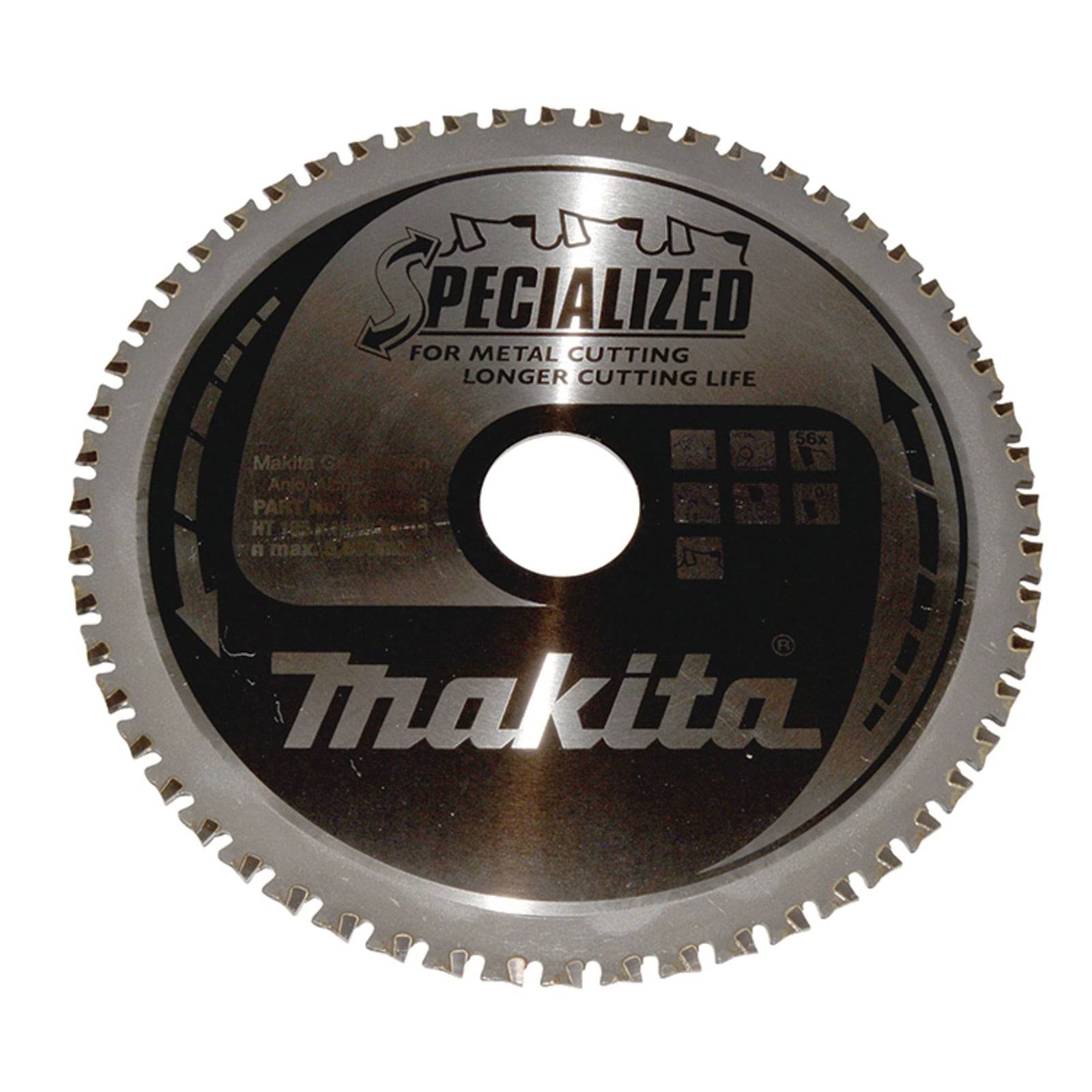 Sägeblatt mit Makita-Beschriftung, für Metallschnitte konzipiert, fördert längere Schnittlebensdauer, mit spezialisierten Zähnen für Effizienz.