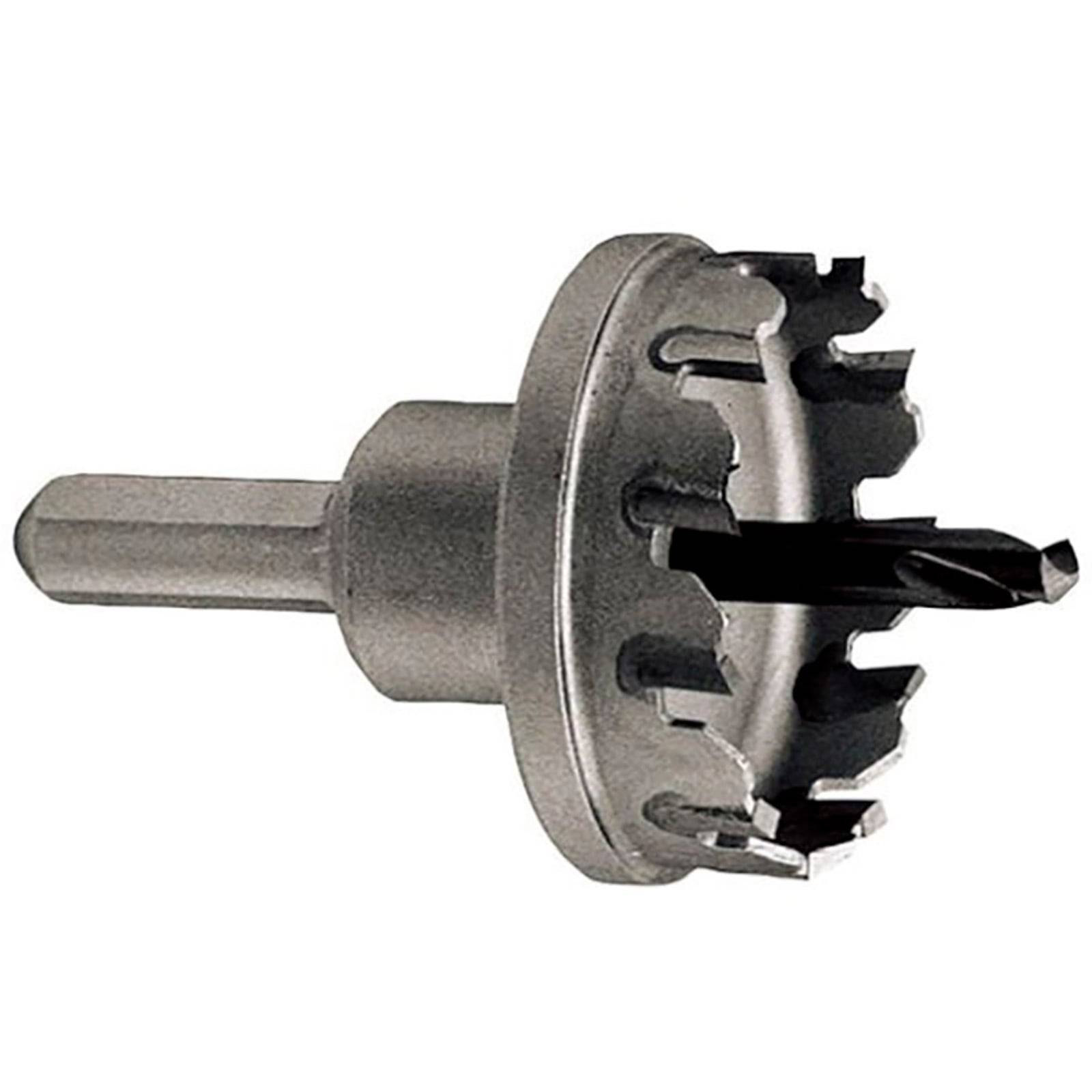 Ein Lochsägebit mit einer gezackten Kreissäge und einem zentralen Bohrer. Geeignet zum Bohren großer Löcher in Materialien wie Holz oder Metall.