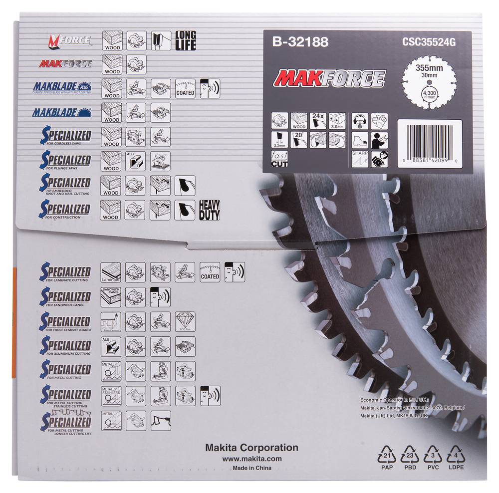 Makita Kreissägeblatt MAKFORCE 355 x 30 mm • 24 Zähne • Holz