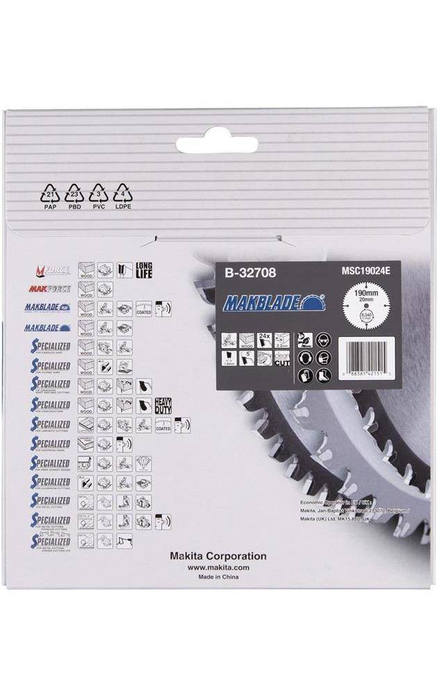 makita Kreissgeblatt B-32708 MAKBLADE D.190mm Bohrung 20mm 24 Zhne