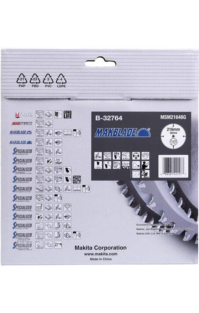 makita Kreissgeblatt B-32764 MAKBLADE D.216mm Bohrung 30mm 48 Zhne