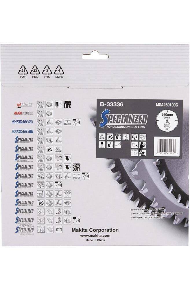 makita Kreissgeblatt B-33336 SPECIALIZED D.260mm Bohrung 30mm 100