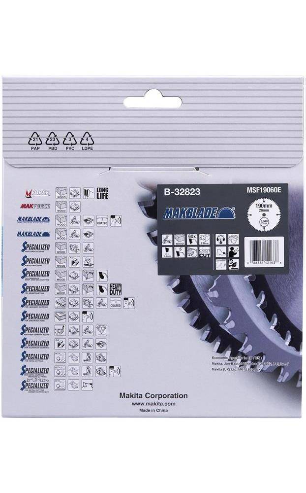 makita Kreissgeblatt B-32823 MAKBLADE D.190mm Bohrung 20mm 60 Zhne