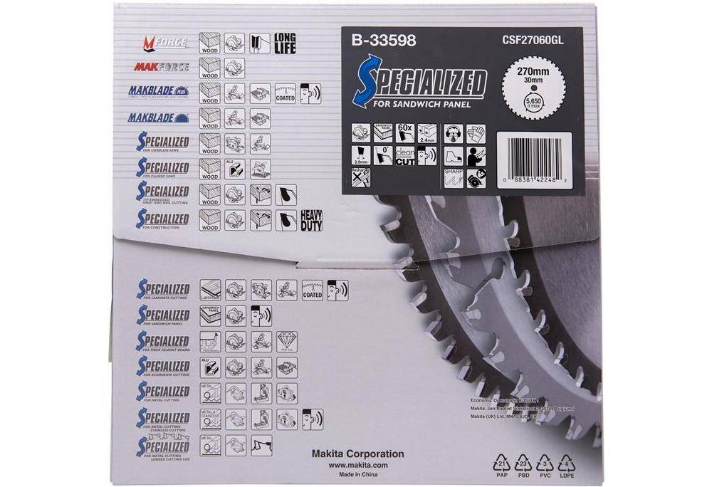 makita Kreissgeblatt B-33598 SPECIALIZED D.270mm Bohrung 30mm 60 Zhne