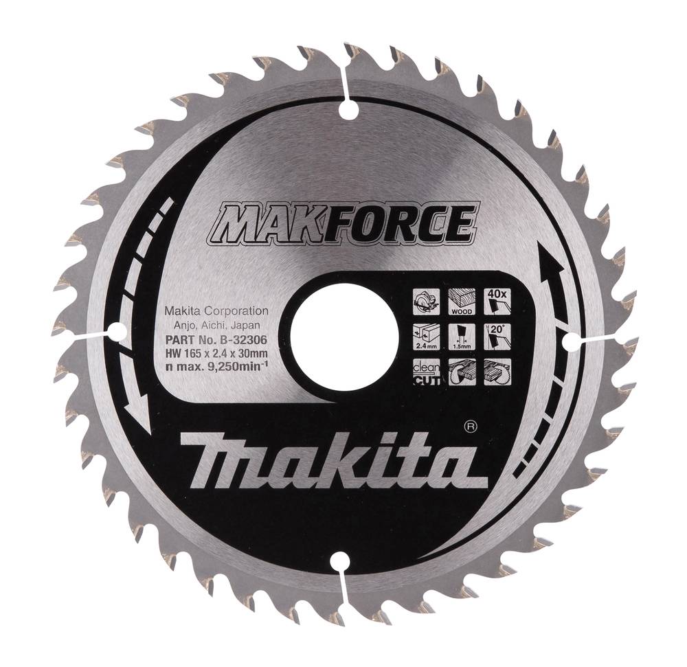 Makita Sägeblatt, MAKFORCE TCT T.C.T. • 165 x 30 mm • 40 Zähne • 2,4 mm • Holz