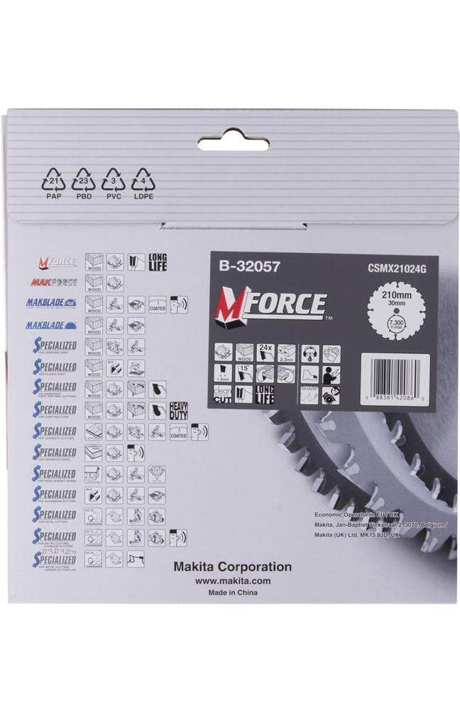 makita Kreissägeblatt M-FORCE B-32057 D.210mm Bohrung 30mm 24 Zähne