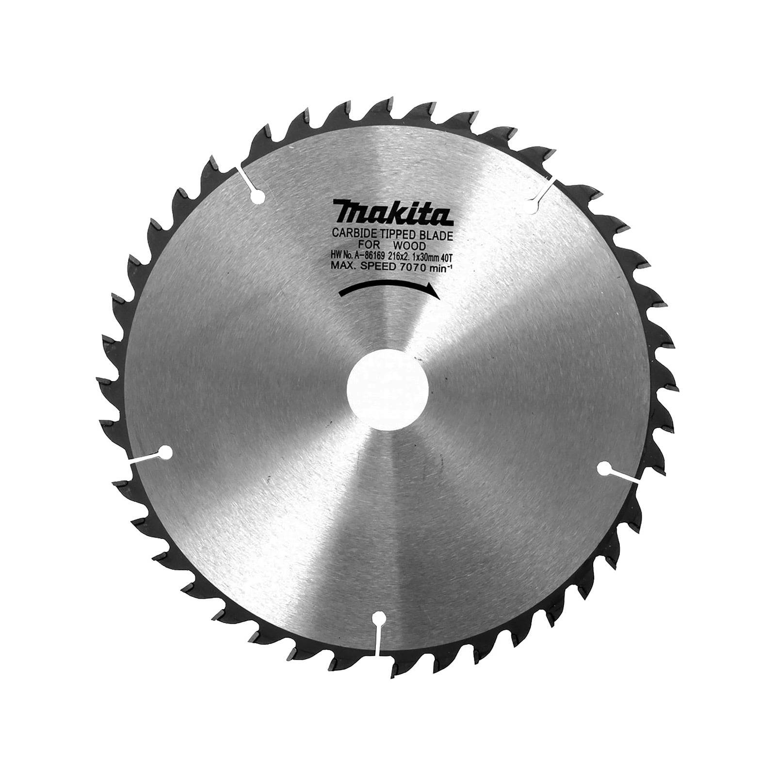 Kreissägeblatt mit der Aufschrift 'Makita', für Holzbearbeitung konzipiert, mit 24 scharfen Zähnen für effizientes Schneiden. Maximale Drehzahl: 7070 U/min.