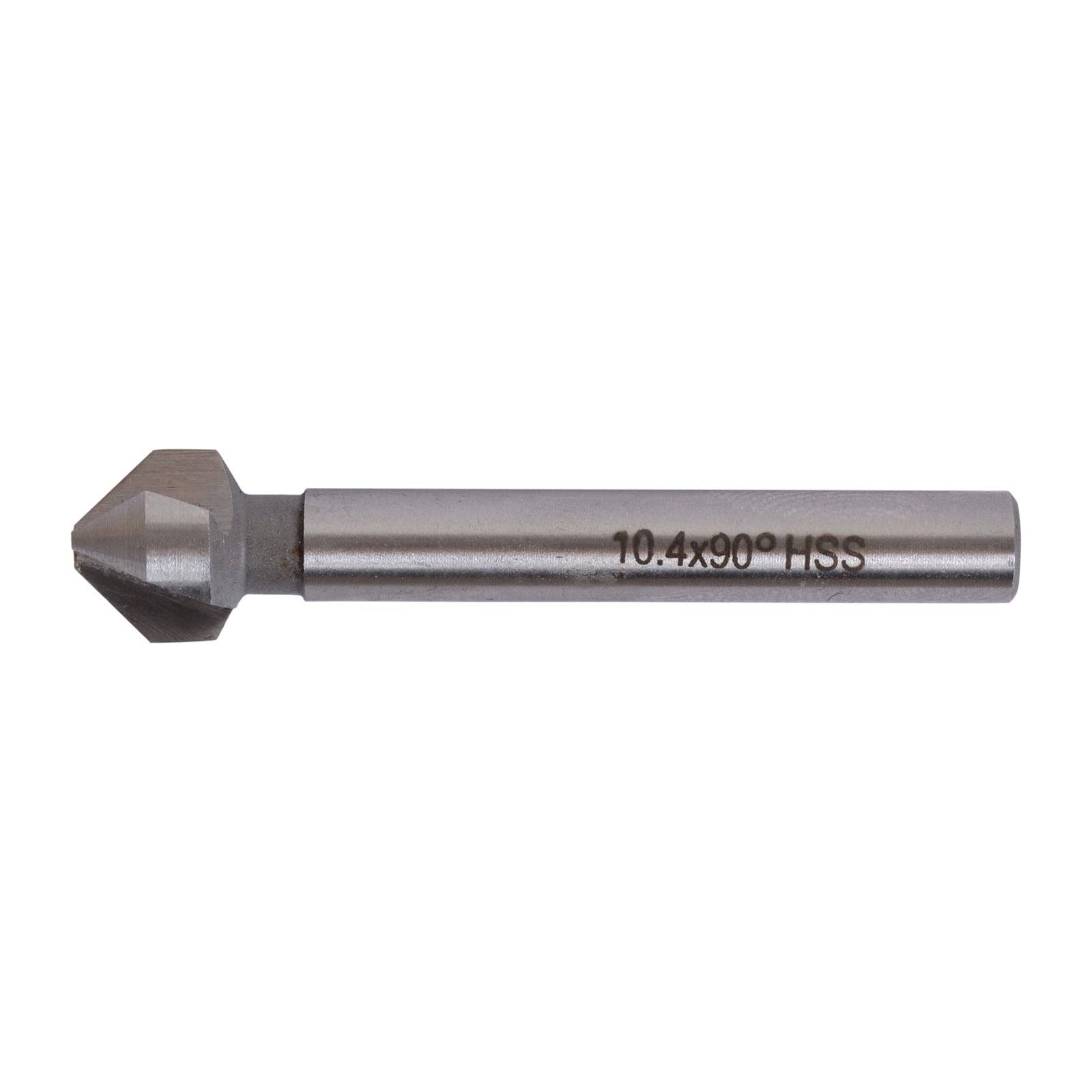 Ein Kegelsenker aus Metall mit konischer Spitze, der zum Erzeugen eines professionellen Abschlusses für Schraubenköpfe in verschiedenen Materialien verwendet wird.