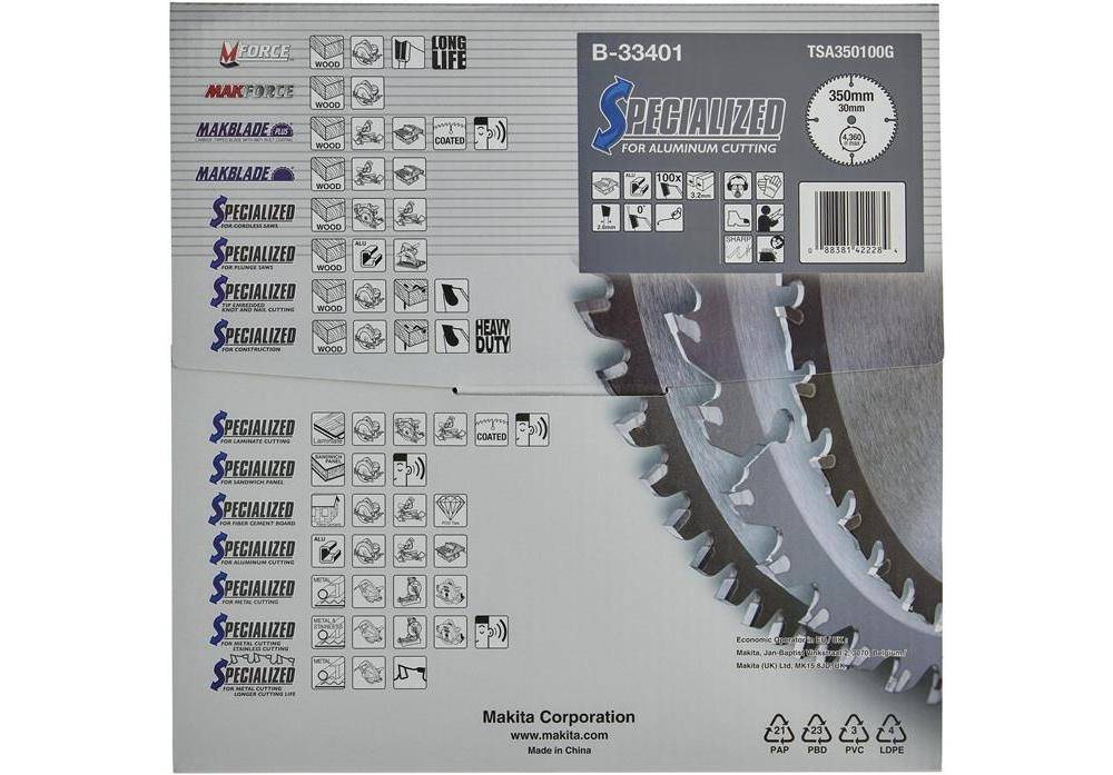 makita Kreissgeblatt B-33401 SPECIALIZED D.350mm Bohrung 30mm 100