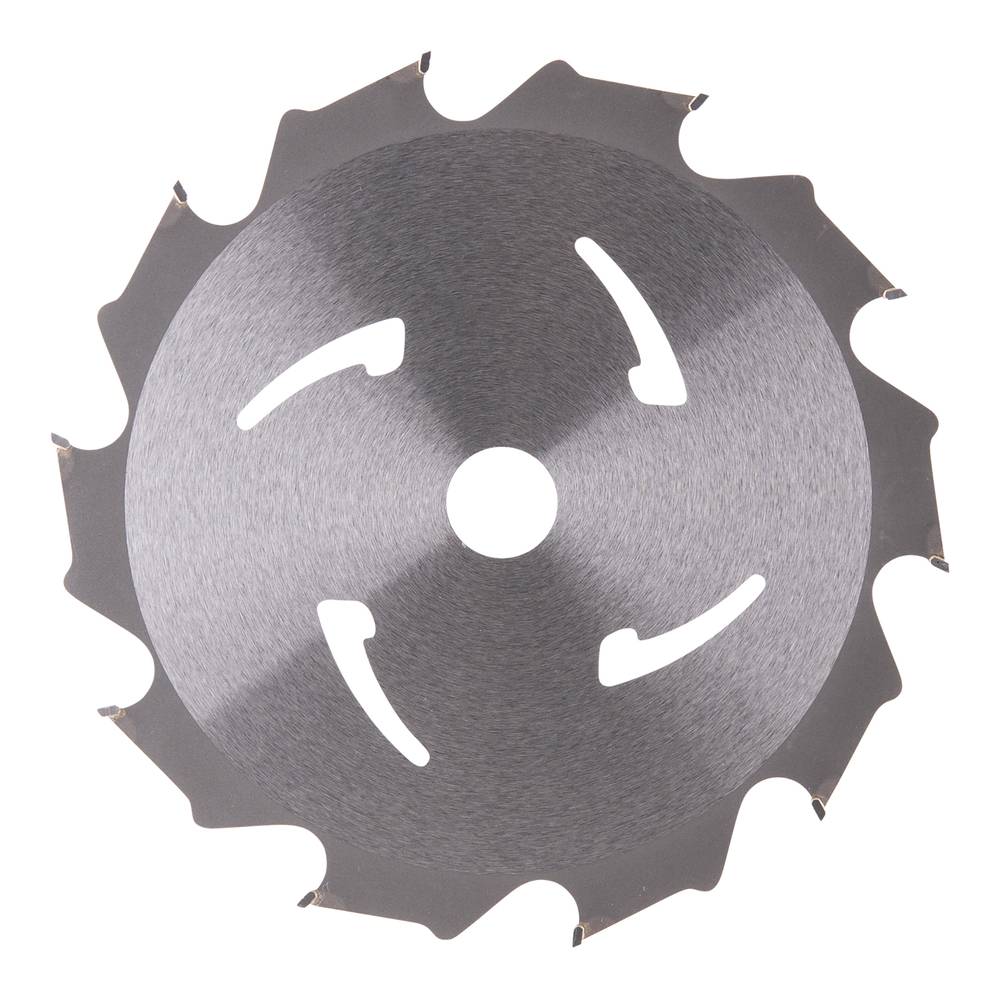 Kreissägeblatt mit Hartmetallzähnen, Vorderansicht auf weißem Hintergrund.