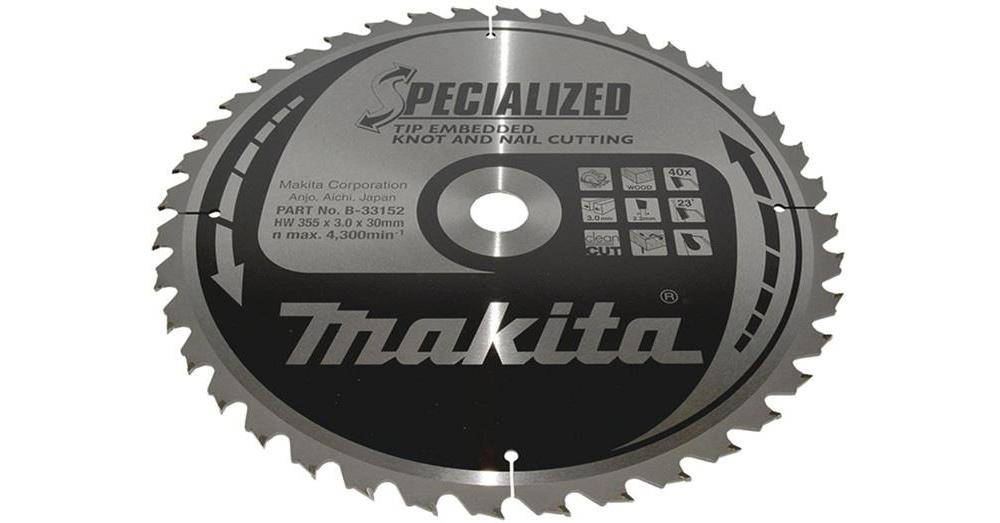 makita Kreissgeblatt B-33152 SPECIALIZED D.355mm Bohrung 30mm 40 Zhne
