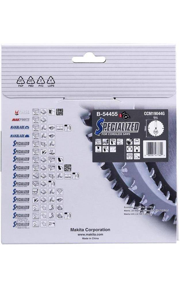 makita Kreissgeblatt B-54455 SPECIALIZED D.190mm Bohrung 30mm 44 Zhne