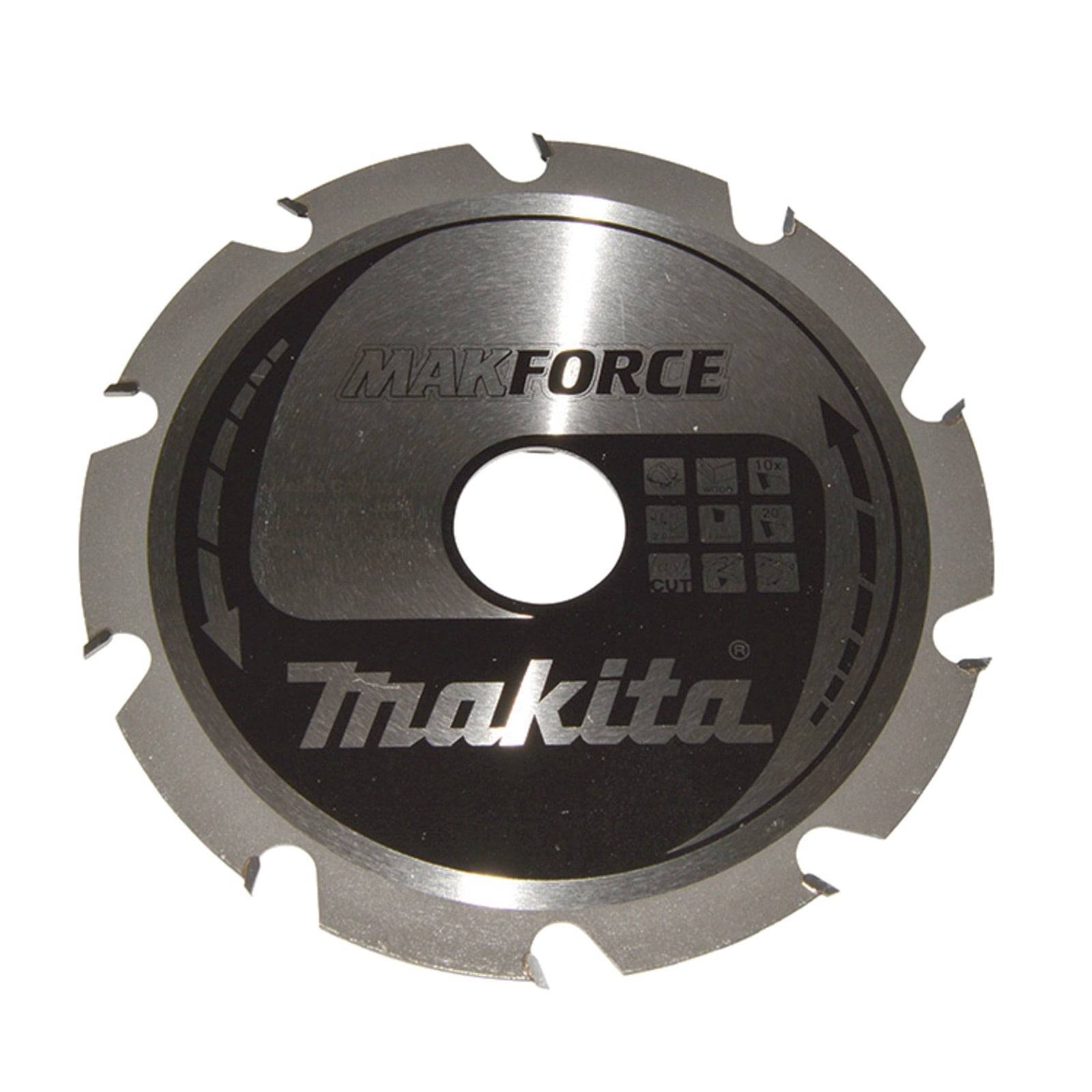 Silbernes rundes Sägeblatt mit „MAKFORCE