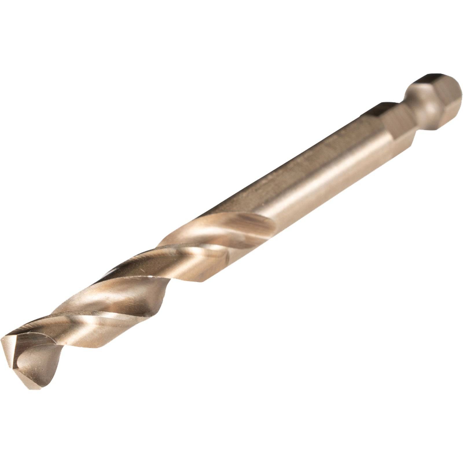Ein metallischer Bohrer mit einer Spiralform zum Schneiden.