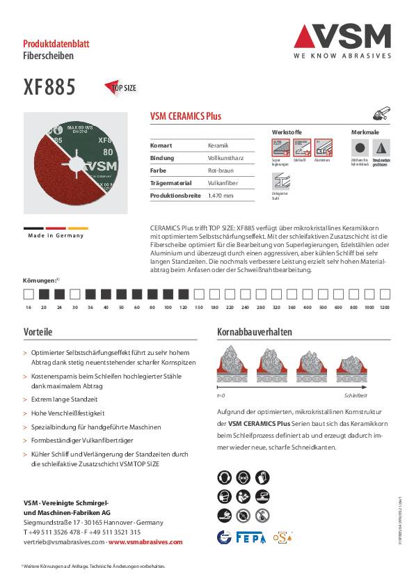 Fiberscheibe CER TopSize D.125mm K.120 Superegierungen,VA,Alu.VSM