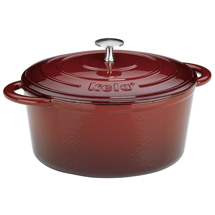 kela 11948 Calido Bräter Gusseisen, 5 l ø 26 cm, H 12 cm, rot