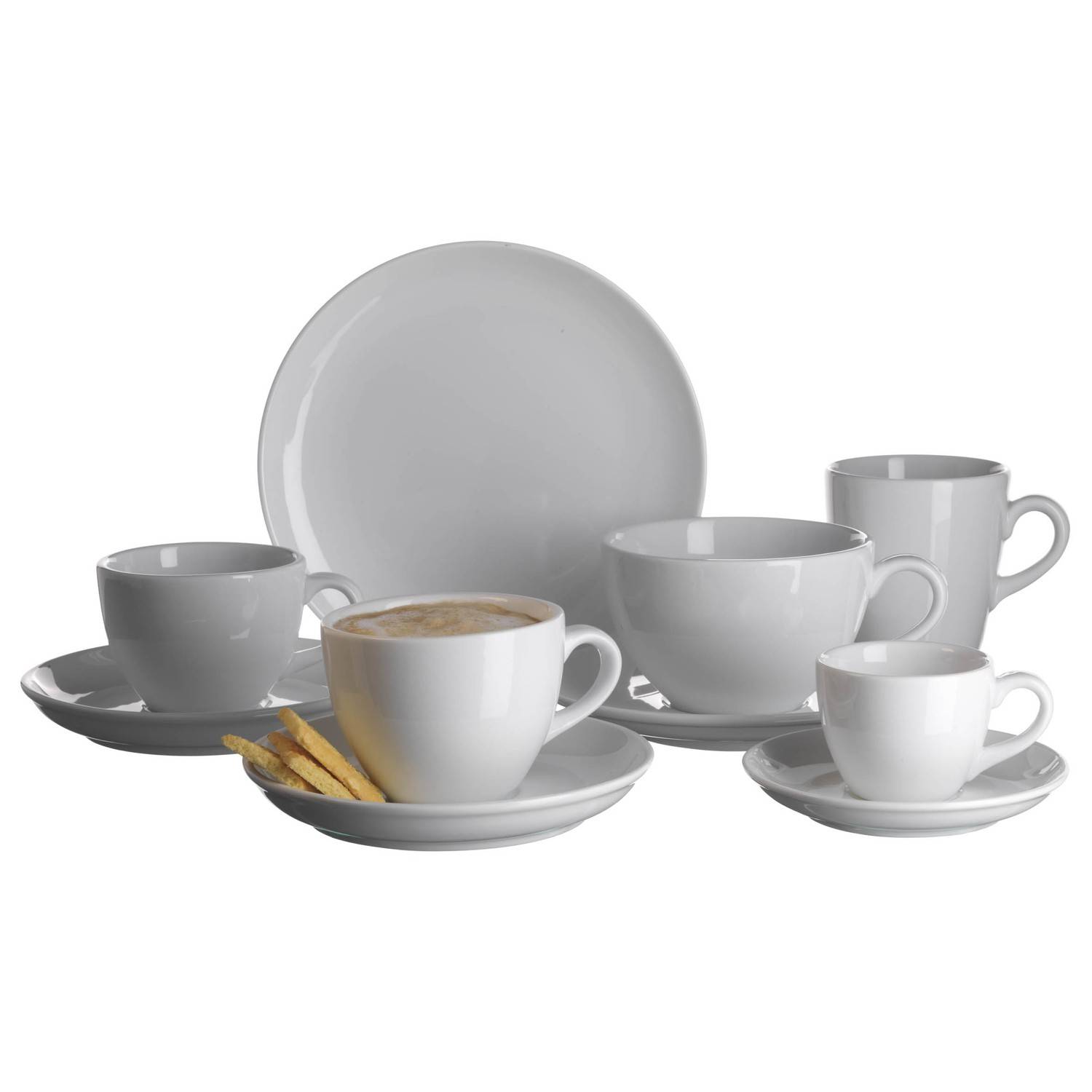 Mäser 924226 COLOMBIA Espressotassen mit Unterteller, weiß, 12-teilig (1 Set)