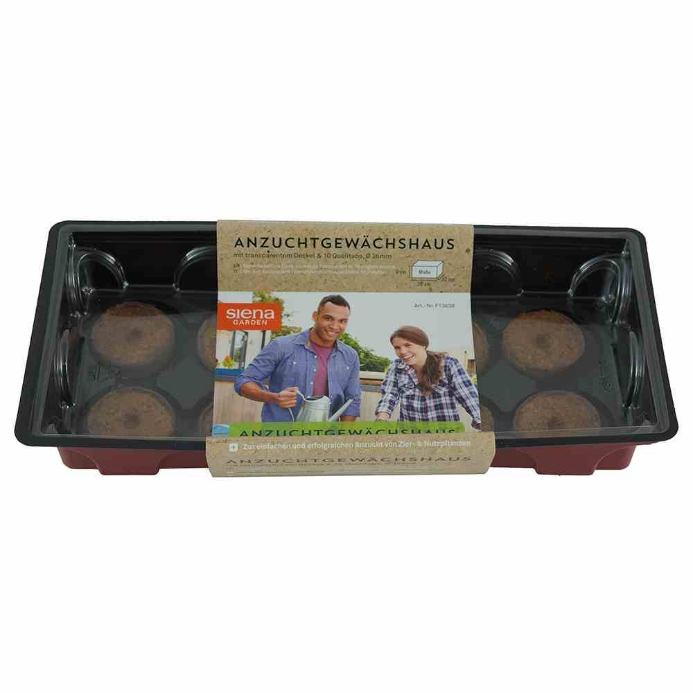 Siena Garden 111-03 Gewächshaus 255x120x94mm inkl.10 Quelltabs 36mm, bordeaux/transparent