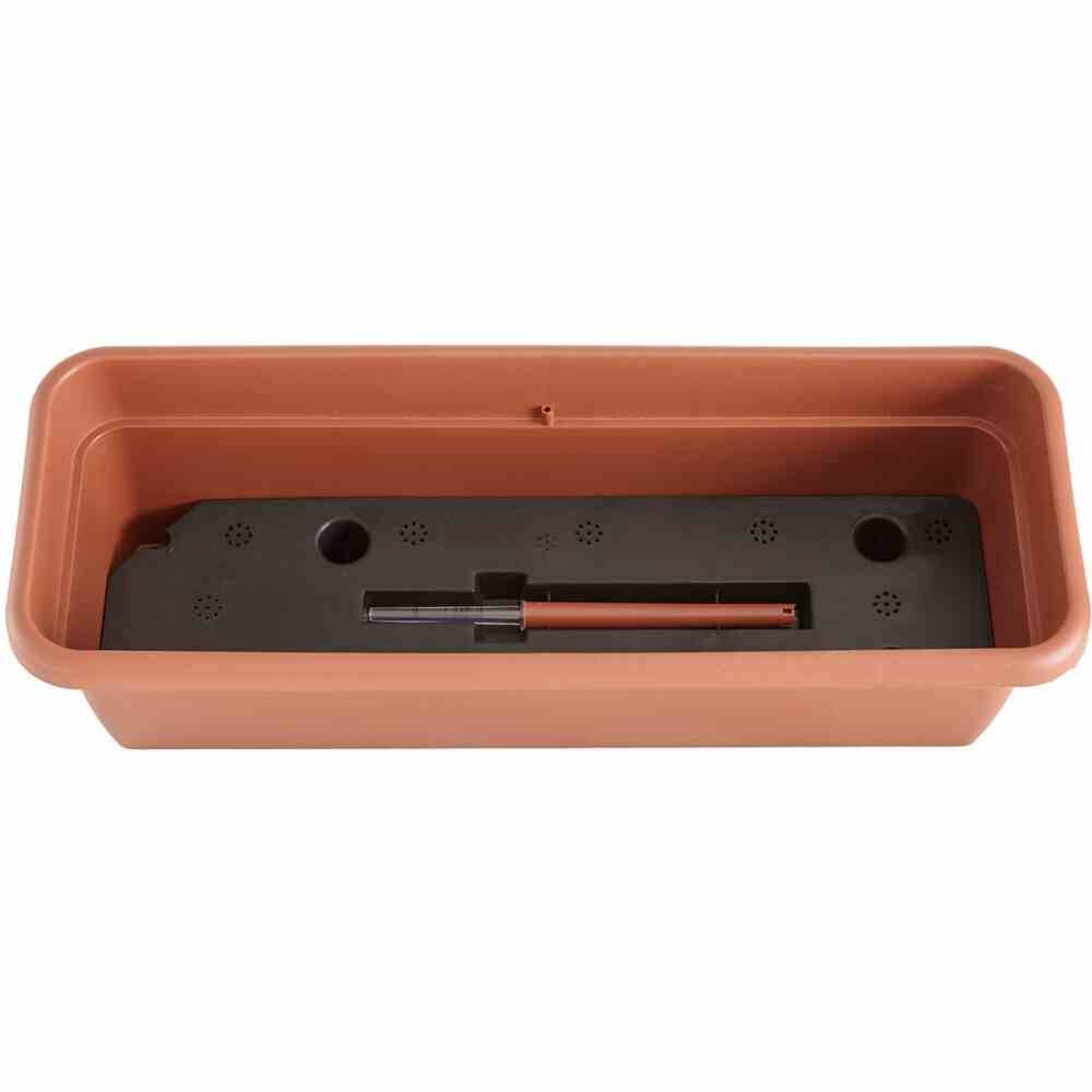 Siena Garden 27S-10001MP Balkonkasten br. 100cm terra mit Einsatz und Wasserst., terracotta (1 Stück)