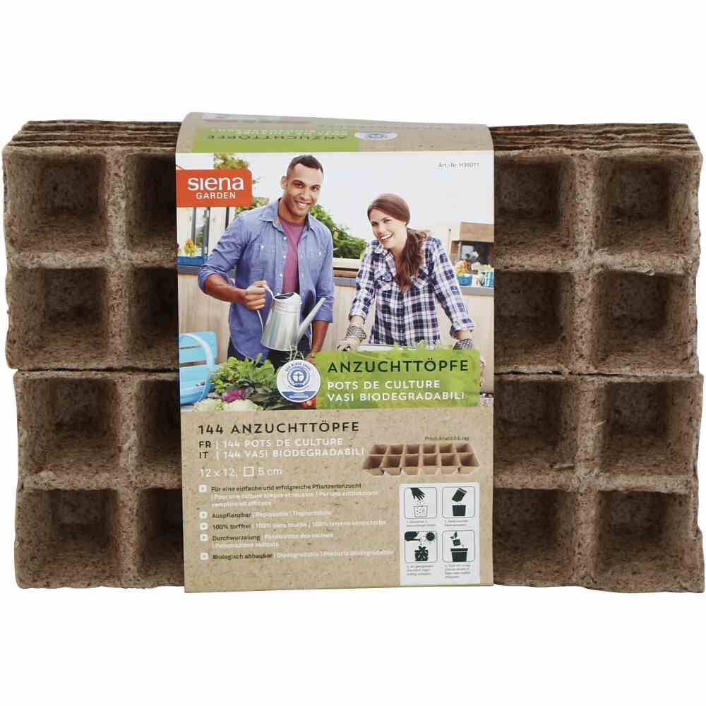Siena Garden 333-09 Anzuchttöpfe 5cm quadratisch, natur (144er Pack)