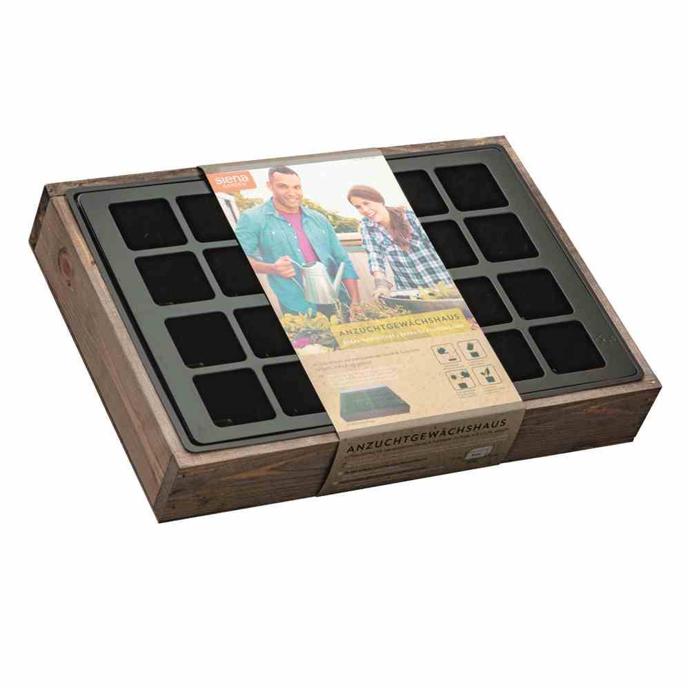 Siena Garden 111-21 Anzuchtvollholzkiste 24er Topfplatte, 35x24x6 cm, grau/braun