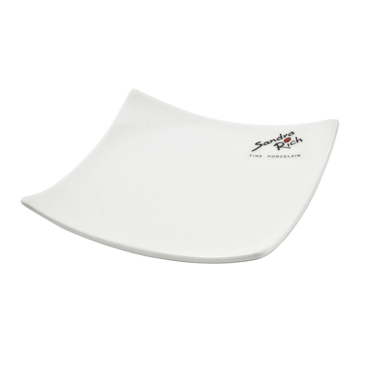 Sandra Rich 27310-10 Square Deko Teller / Schale, 10 x 10 cm, Porzellan, weiß