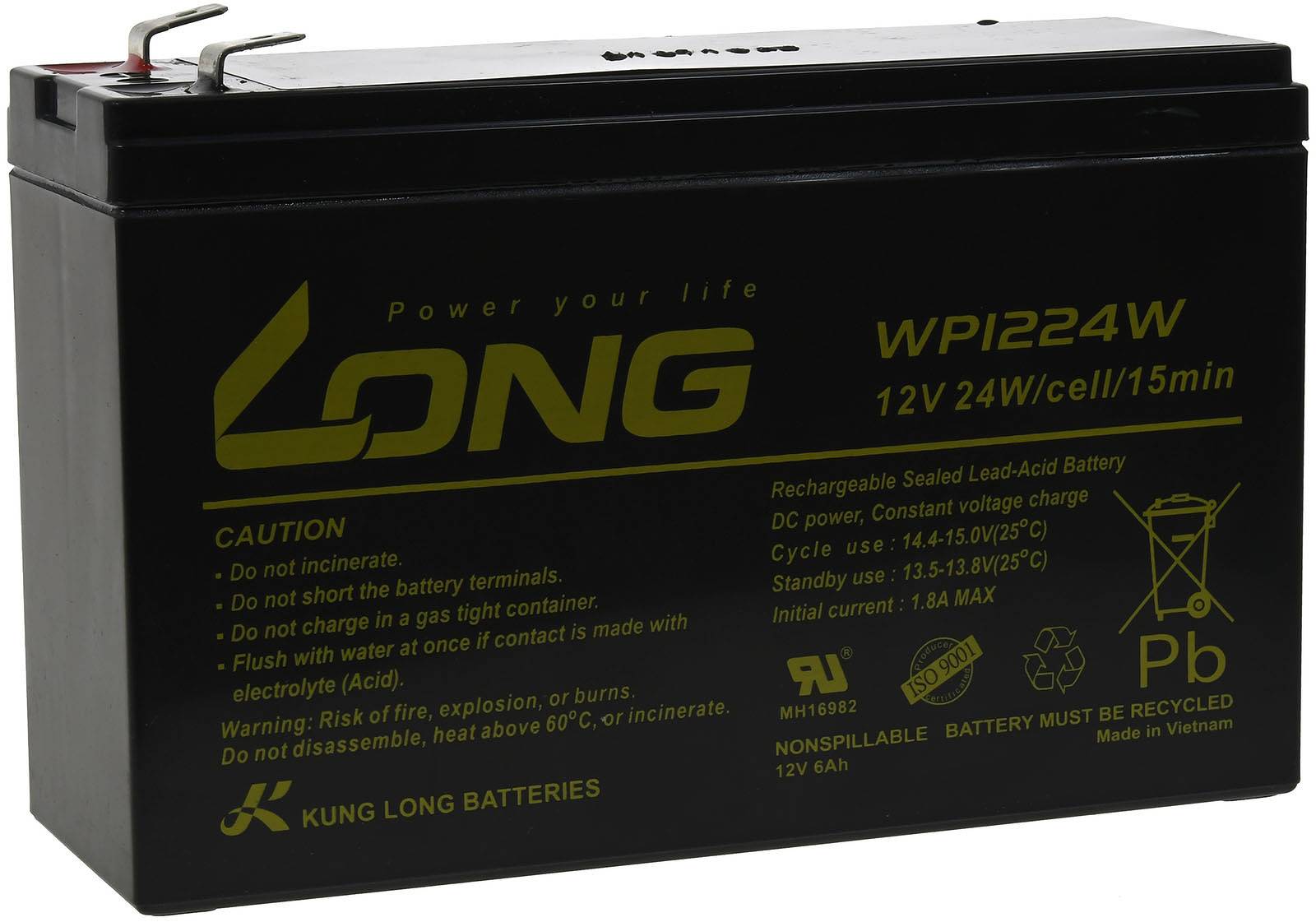 KungLong Bleiakku WP1224W 12V 6Ah, 12V, Lead-Acid