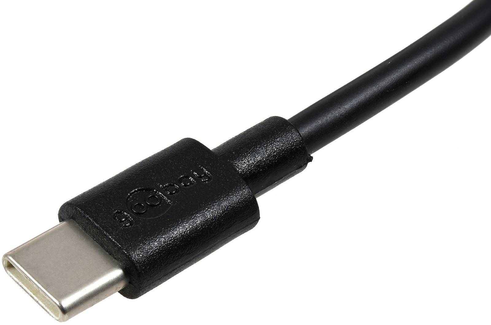 goobay USB-C Lade- u. Synchronisationskabel für Geräte mir USB-C Anschluss, 0,5m, Schwarz