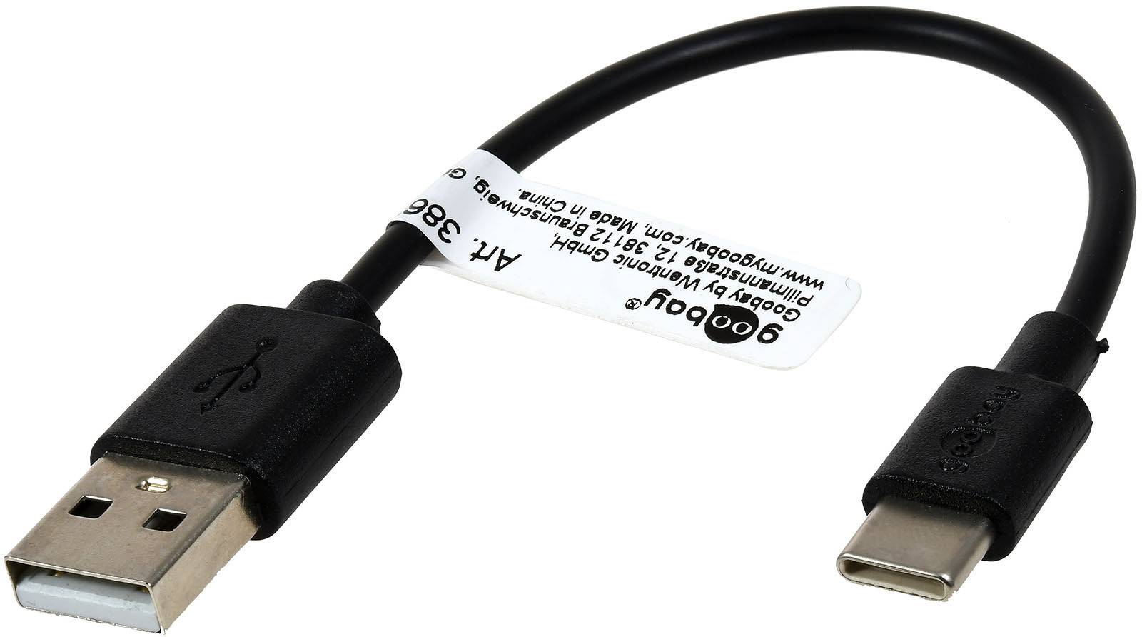 goobay USB-C Lade- u. Synchronisationskabel für Geräte mir USB-C Anschluss, 0,1m, Schwarz