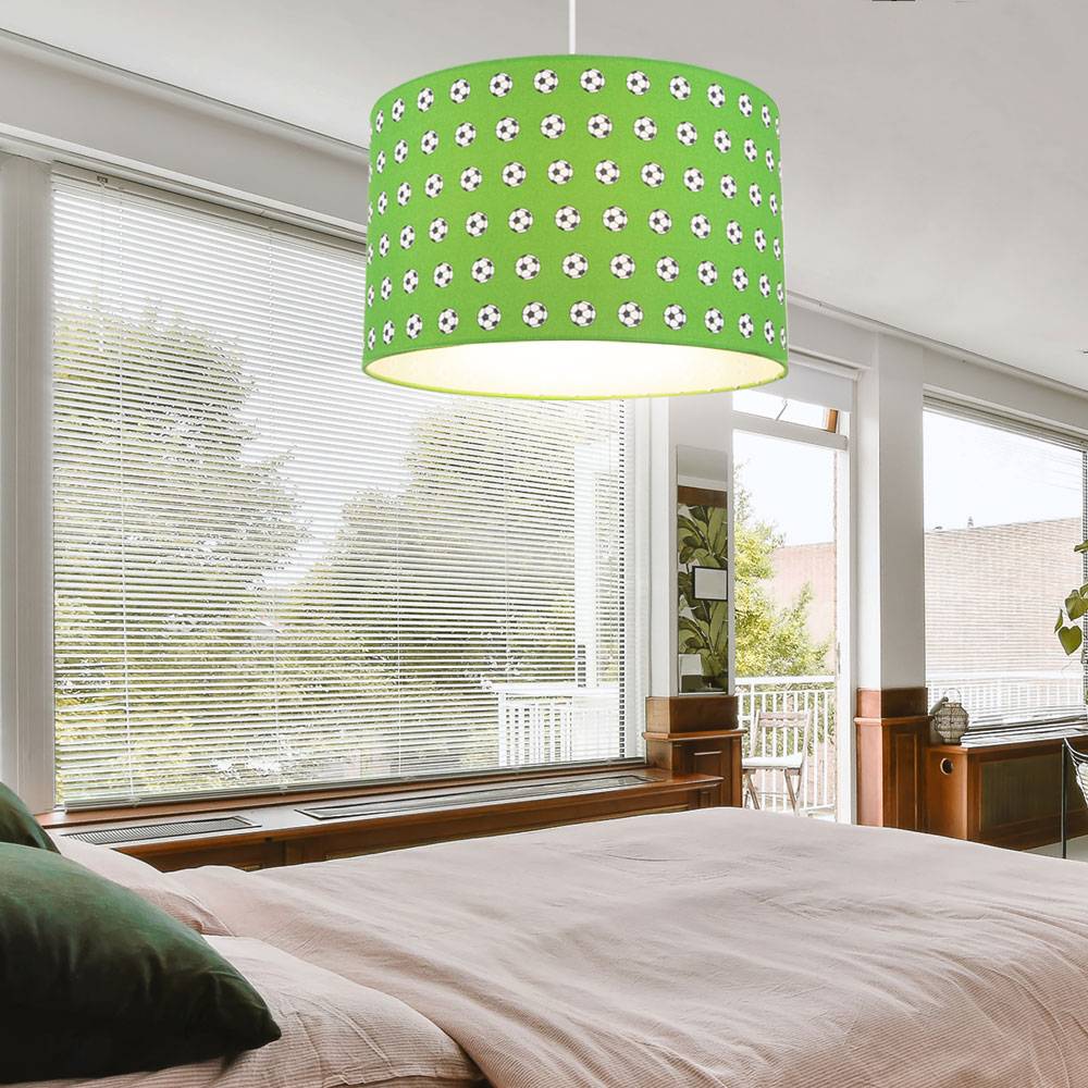 Pendelleuchte Hängeleuchte Kinderlampe Kinderzimmerlampe Deckenlampe Spielzimmer, Metall weiß grünfarbig, 1x E27 Fassung, DxH 35x120 cm