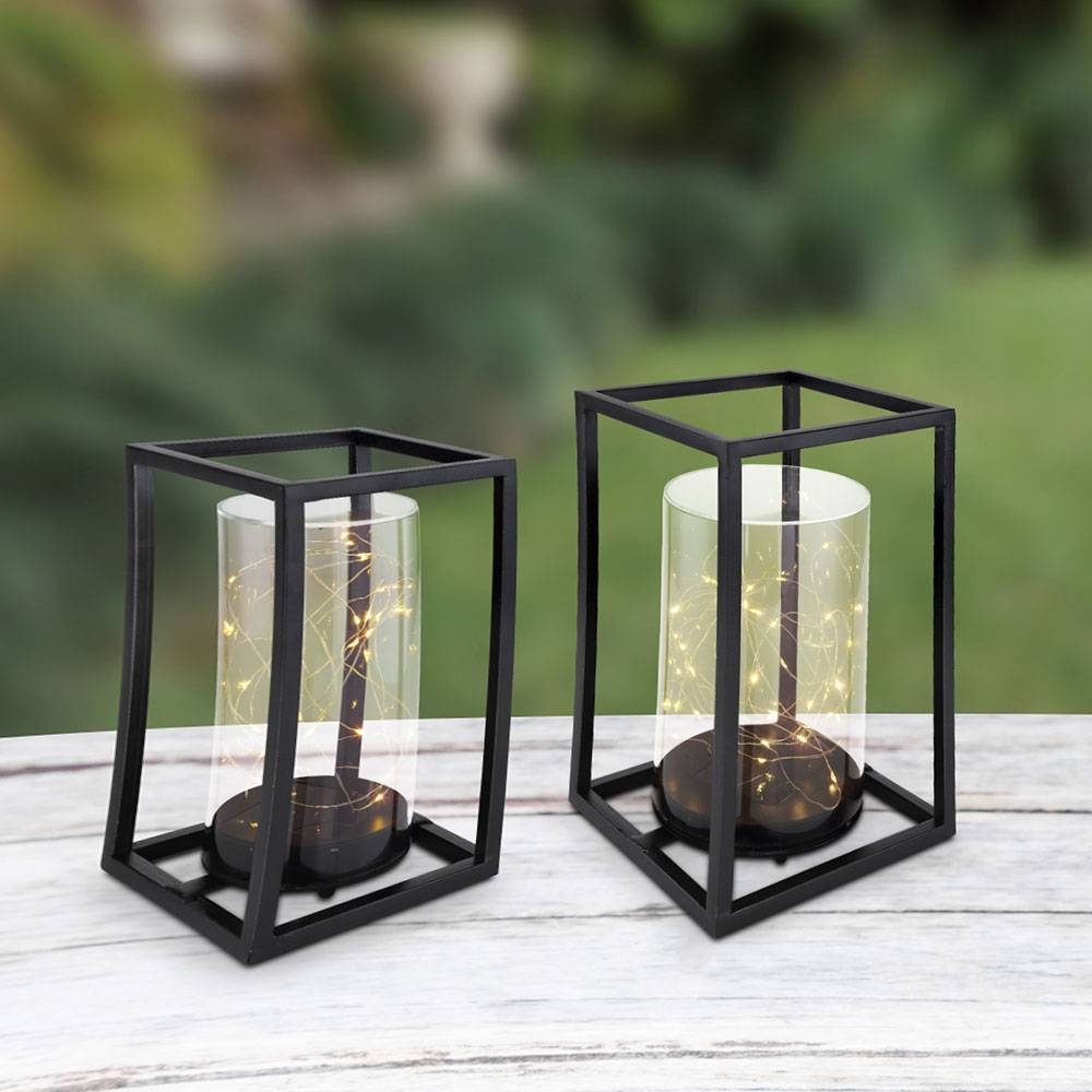 Solarleuchte Außen Outdoor Solarlampe Gartenleuchte Metallgestell LED Solar Lichterkette Außen, Metall Acryl, 1x LED warmweiß, LxBxH 17x17x28 cm,