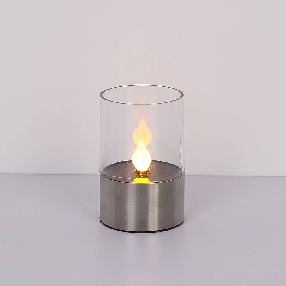 Teelichter Solar Outdoor LED Gartendeko Tischleuchte Solarkerzen Außen flackernd, Feuereffekt, 1800K warmweiß, DxH 7,5x11 cm