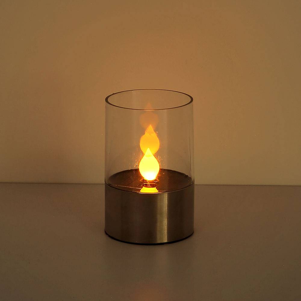 Teelichter Solar Outdoor LED Gartendeko Tischleuchte Solarkerzen Außen flackernd, Feuereffekt, 1800K warmweiß, DxH 7,5x11 cm