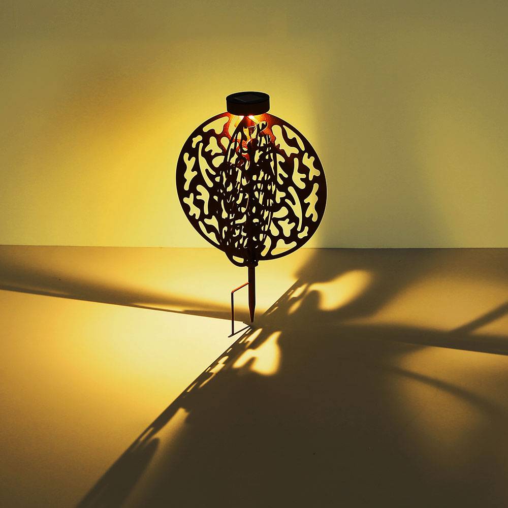 Dekoleuchte Solarlampe orientalische Stecklampe rostfarben Gartenlampe Erdspieß Solarleuchte Metall für Außen, Metall, 1x LED warmweiß, LxBxH 20x2