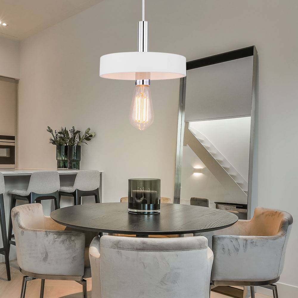 Decken Pendel Hänge Lampe Leuchte Metall Gips Weiß Beleuchtung Wohn Ess Zimmer