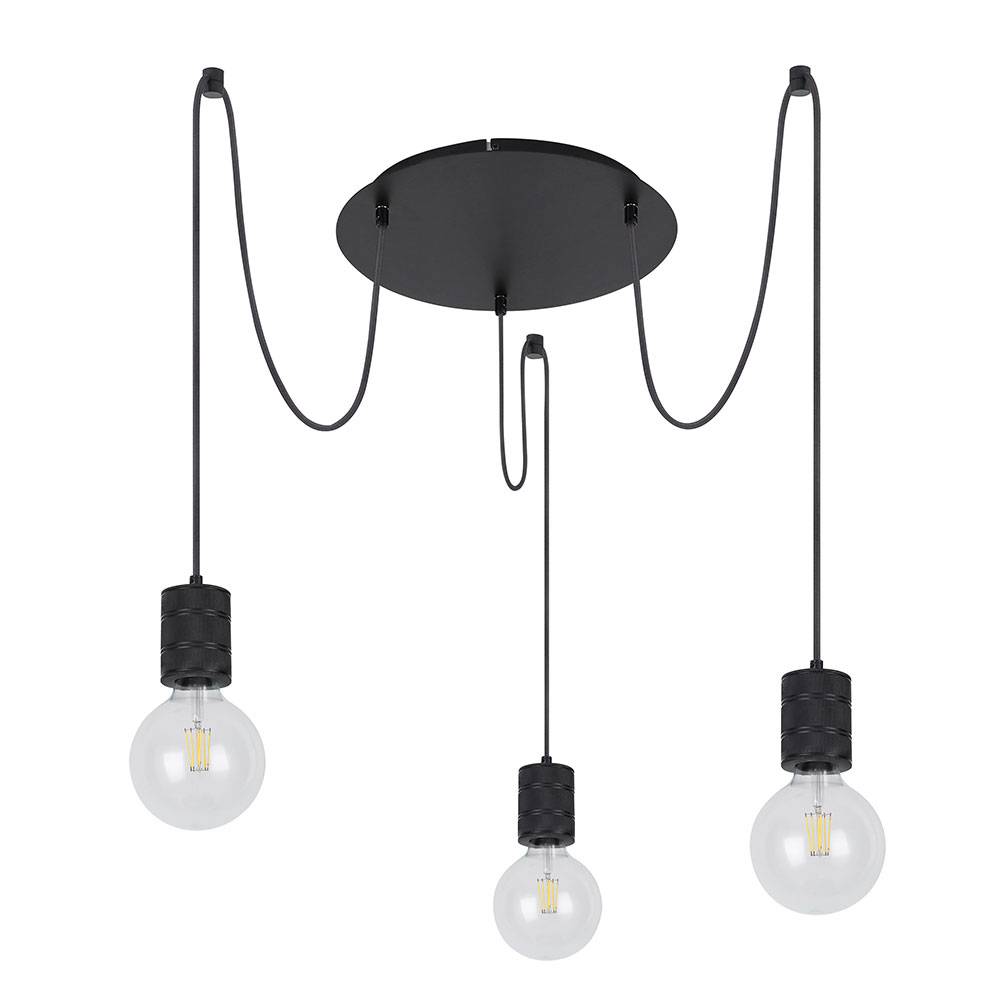 Decken Pendel Hänge Lampe Leuchte ALU-Schwarz Beleuchtung Wohn Schlaf Zimmer