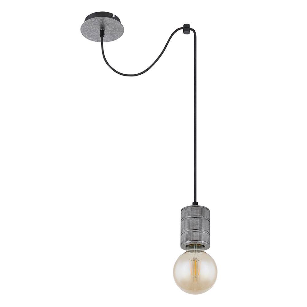 Hängeleuchte Alu ohne Schirme antik silber metallic Fassungsabdeckungen gerillt