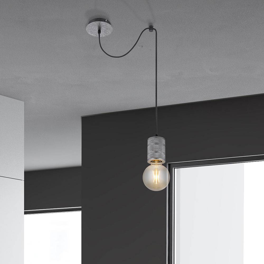 Hängeleuchte Alu ohne Schirme antik silber metallic Fassungsabdeckungen gerillt