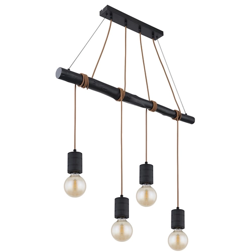 Pendellampe Hängeleuchte Wohnzimmerleuchte Esszimmerlampe 4 flammig höhenverstellbar, Alu Holz Metall schwarz, E27, H 120 cm Pendellampe Hängeleuchte Wohnzimmerleuchte Esszimmerlampe 4 flammig höhenverstellbar, Alu Holz Metall schwarz, E27, H 120 cm